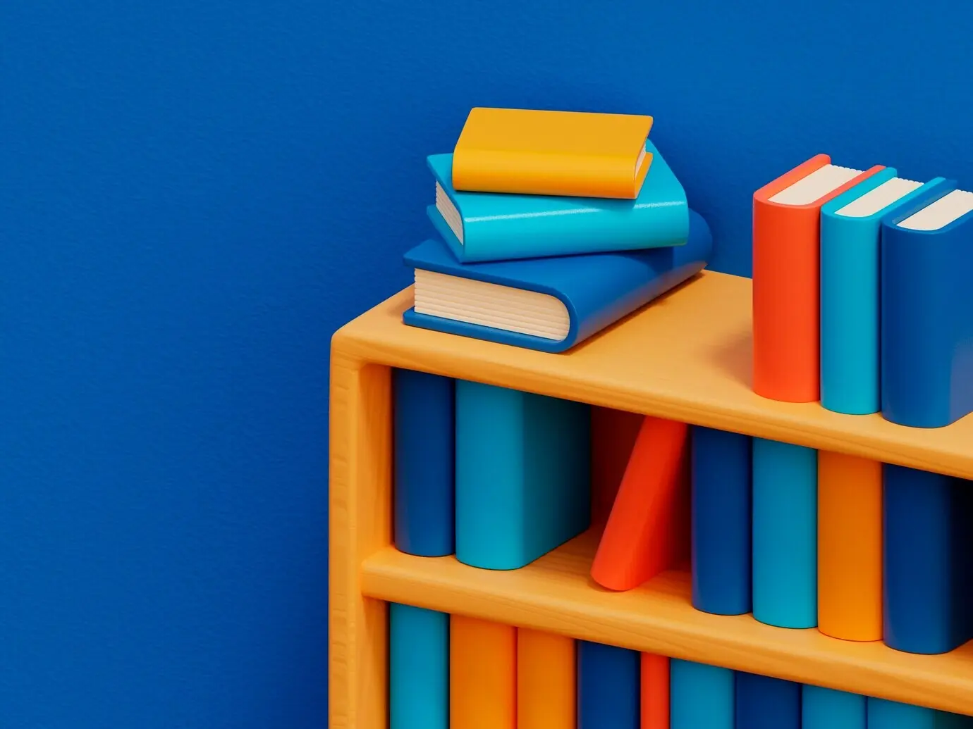 Bücher-Stillleben im Cartoon-Stil